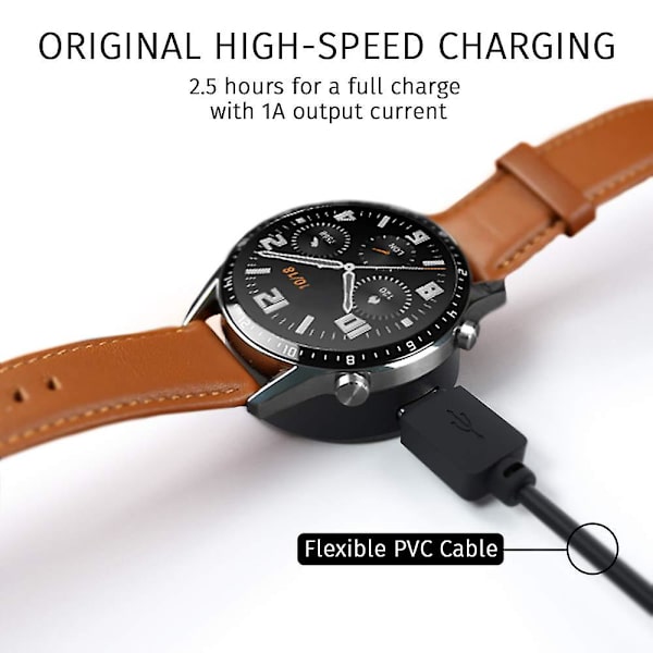 Oplader kompatibel til Huawei Watch Gt Classic Sport, Gt2, Gt 2e, Honor Watch Magic 2, Honor Watch Dream (2-pack)