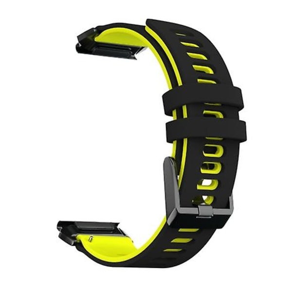 Til Garmin Fenix ​​7x To-farvet Silikone Quick Release Urbånd Black Yellow