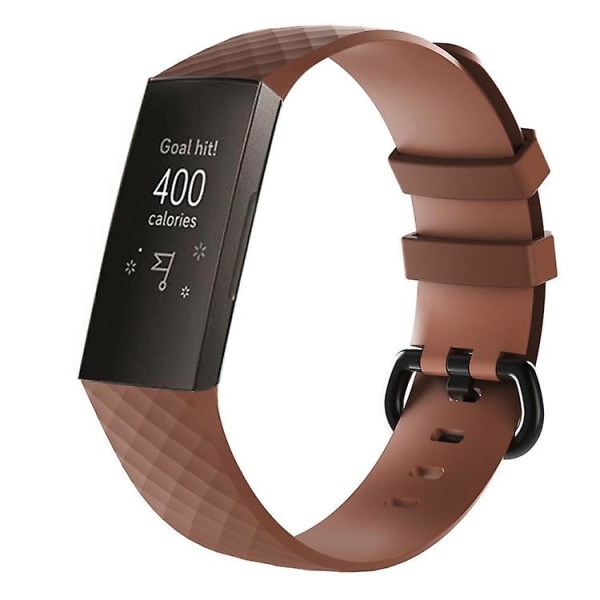 Timanttikuvioitu watch ranneke Fitbit Charge 3:lle, pieni koko 190*18mm Coffee