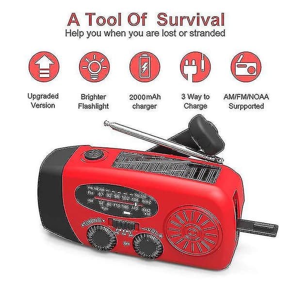 Hätäaurinkoradio käsikammen sääradio LED-taskulampulla puhelimen power
