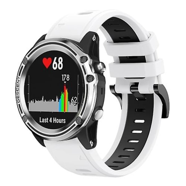 Til Garmin Quatix 5 Sapphire 22mm Tofarvet Sports Silikone Urbånd White-Black