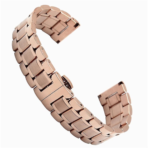 12mm/14mm/15mm/16mm/17mm/18mm/19mm/20mm/21mm/22mm/23mm/24mm/26mm rustfritt stålklokke med flat topp Rose gold 18mm