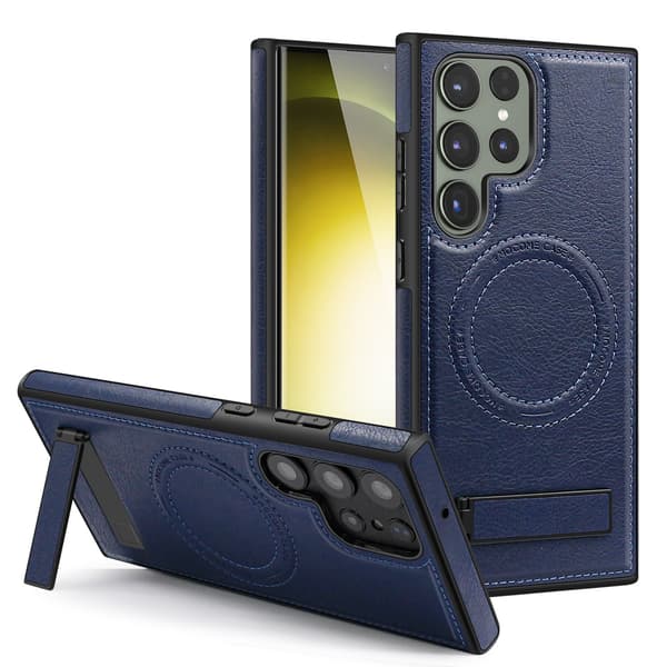 Fodral för Samsung Galaxy S25 Ultra läder, blå