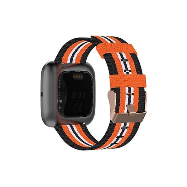 For Fitbit Versa Canvas Watch Band Black Orange