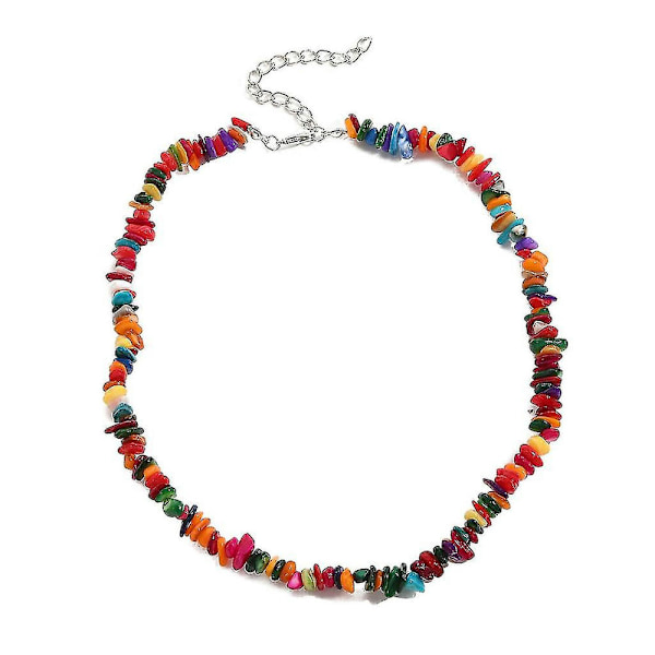 Värikäs luonnonkivinen choker-kaulakoru boheemi sorakivinen grunge-kaulakoru naisille
