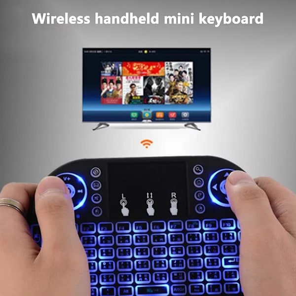 Mini 2.4ghz Multi-media Bärbar Trådlös Handhållen Mini-tangentbord Backlit lithium battery black