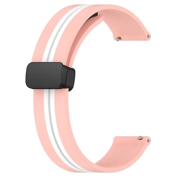 Til Garmin Forerunner Sq2 Music 20mm foldemagnetisk lås silikone urbånd Pink-White