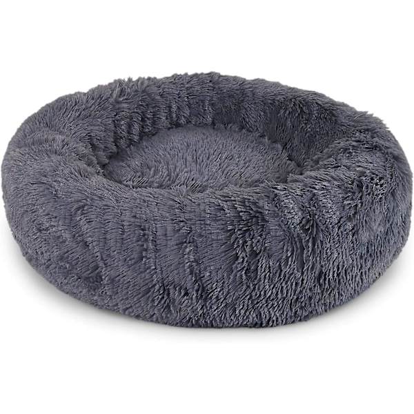 Rund Hundekurv Kattepude Donutkurv 40 Cm (s) Mørkegrå