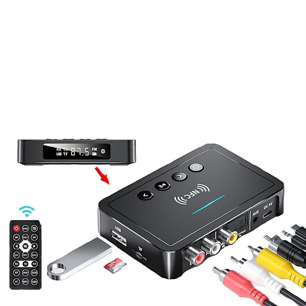 3 i 1 NFC Bluetooth-mottaker 5.0 Bluetooth-sender FM Bluetooth-adapter Bluetooth-kontakt