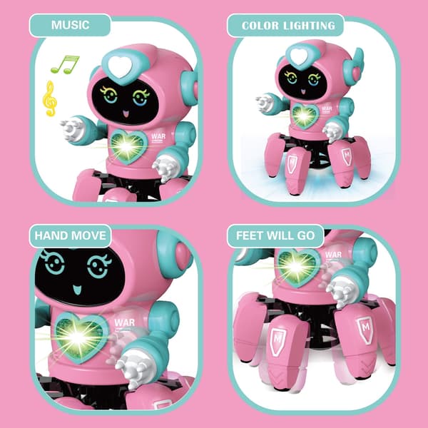 Robotleker for gutter og jenter Gådansende robotleker med blinkende lys og musikk Rosa
