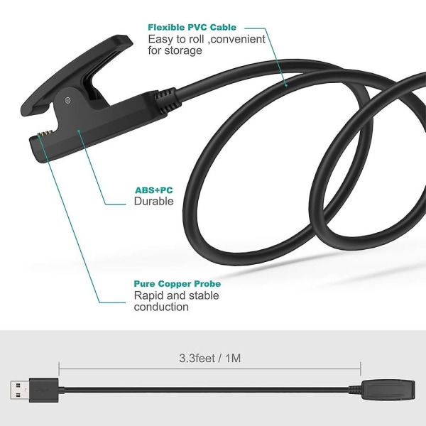 Lader kompatibel med Garmin Forerunner 35 35j 230 235 630 645 Music 735xt, Approach G10 S20, Vivomove Hr, Foreathlete 35j