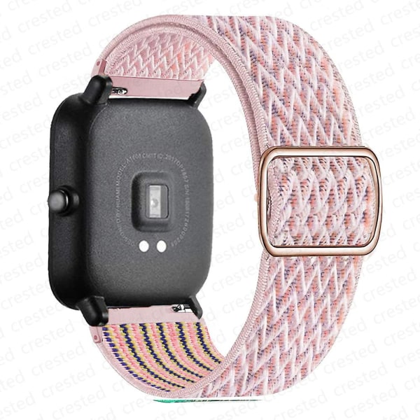 20 mm/22 mm bånd for Amazfit Gts 4//2/2e/3/gts2 Mini/gtr 4/3/pro/gtr2/47 mm/stratos Nylon elastisk klokkearmbånd Amazfit bipsrem pink sand 20mm