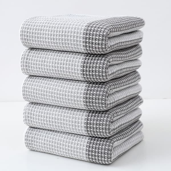 5-pak rene bomuldsansigtshåndklæder, Super absorberende og hurtigtørrende (grå/37x74cm)