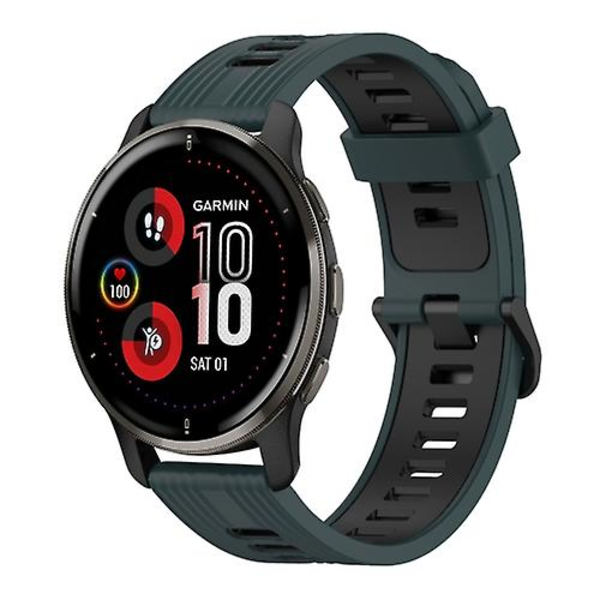 För Garmin Venu 2 Plus 20 mm vertikalt mönster tvåfärgat watch Olive Green - Black