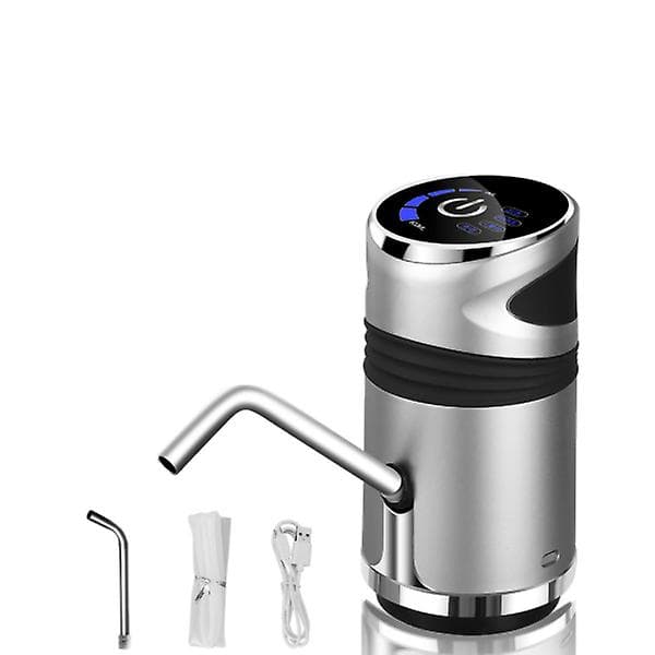 Automatisk elektrisk vattenpump USB-laddningsknapp Dispenser Gallonflaska Drickomkopplare för vattenpumpningsenhet Silver