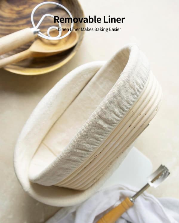 Banneton Brødhevekurv 10 tommer Oval med Liner for Brødbaking