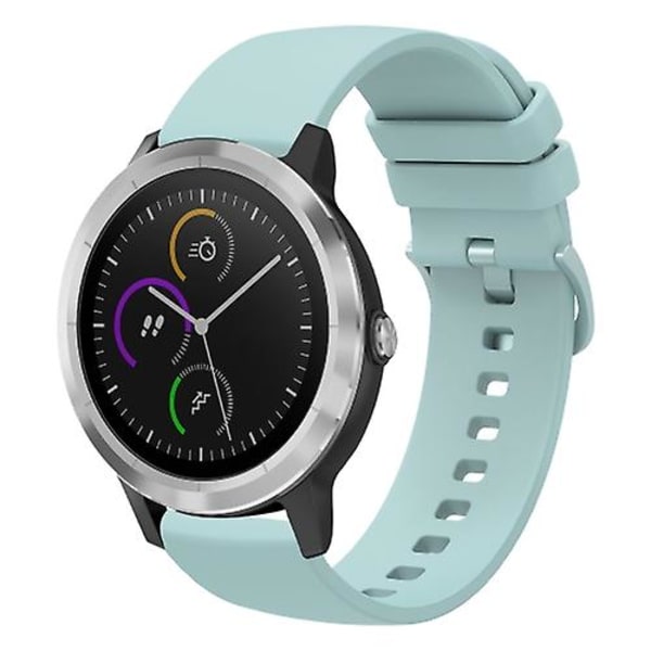 För Garmin Vivoactive 3 20mm Solid Color Soft Silicone Watch Band Sapphire Green