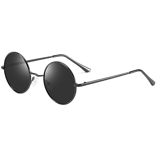 Vintage Pyöreä John Lennon Polarisoidut aurinkolasit Miesten Naisten Circle Hippie Aurinkolasit Black Lens-matte Black Frame