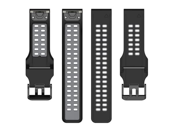 Rem til Garmin Descent G1/Coros Vertix 22Mm Dobbelt Række Quick Release Silikone Urrem Sort Grå