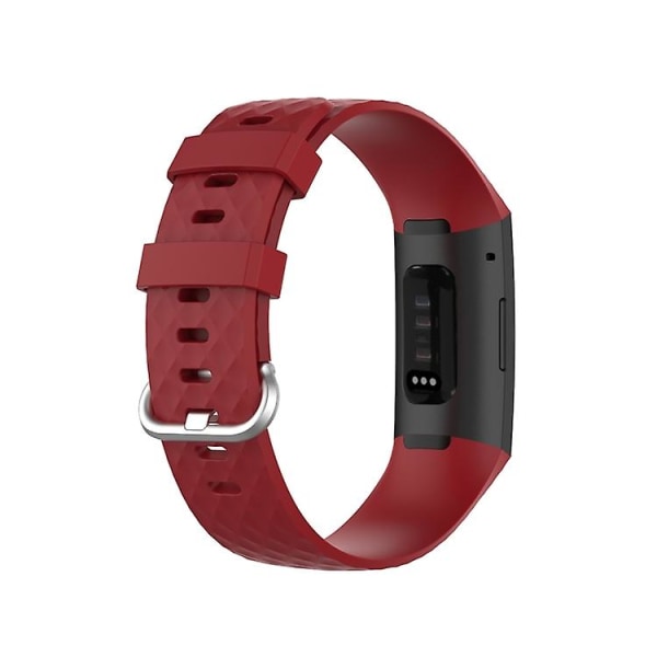 18 mm sølvfarge spenne Tpu armbåndsur bånd for Fitbit Charge 4 / Charge 3 Se Red