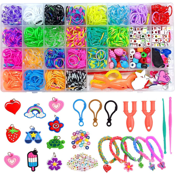 Färgglada Loom Bands Set gummiband för armband gör Kit DIY Girls Gift