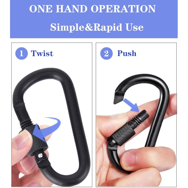 Heavy Duty Karabiner (1 Pakke) - D-Ring Låsende Snap Hook