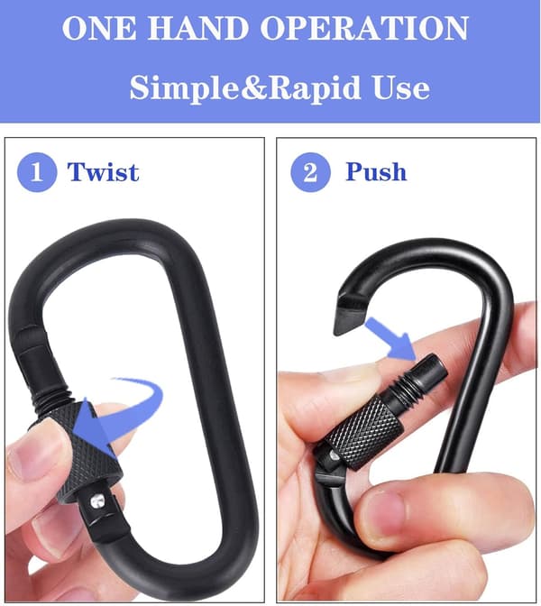 Kraftig Karabinkrok (1 pakke) - D-ring Låsbar Snap Hook