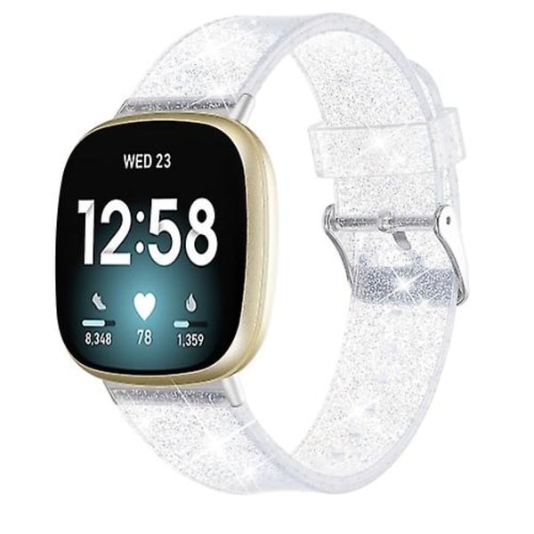 För Fitbit Versa 3 Glitter Powder Silicone Watch Band White