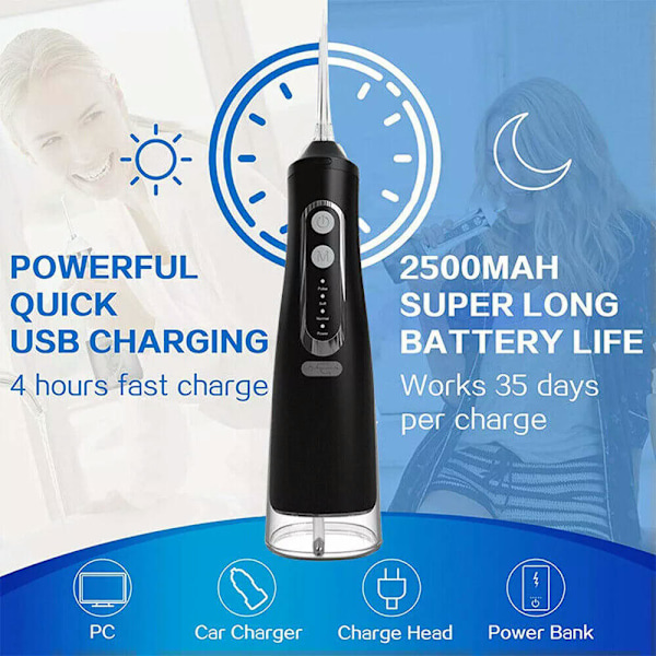 Oral Irrigator Sladdlös Vattentråd Svart