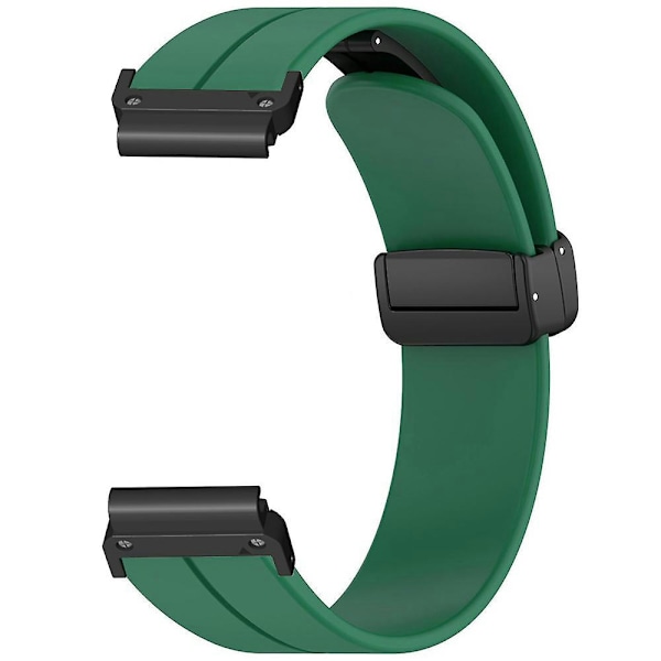 Til Garmin Fenix 7 / 6 / 5 22mm Rem til håndled Fleksibelt silikoneur med magnetisk spænde Army Green