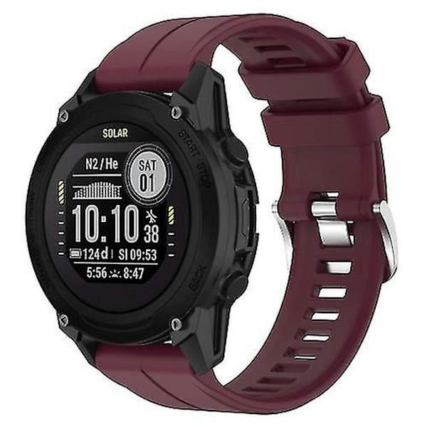Garmin Descent G1 / Forerunner 745/945/935 / Approach S62 -yhteensopiva yksivärinen silikoniranneke VDCC 1 Wine Red