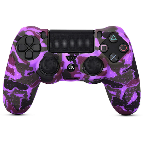 Ps4/slim /pro Kamuflasje Anti-skli Studded Silikon Deksel Hud Med 2xtommelgrephette For Dualshock 4 Kontroller A