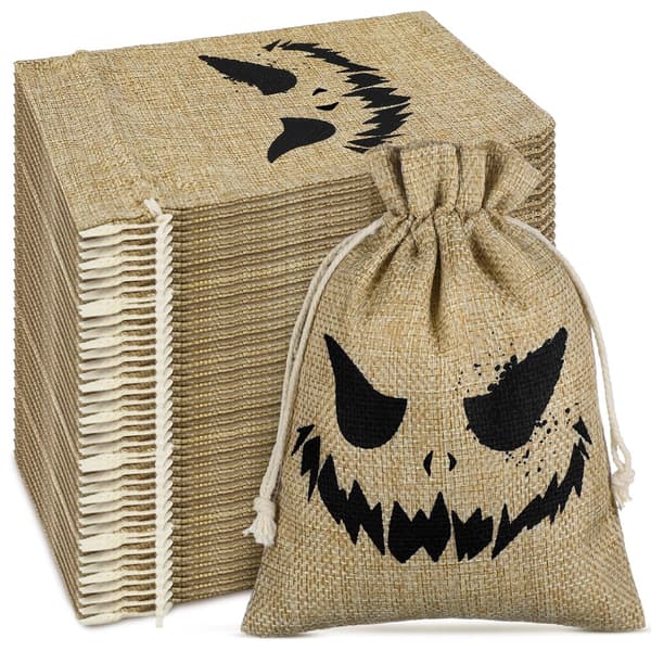 24 st Halloween-dragskoväskor, återanvändbar presentpåse för godis och festfavoriter 13x18cm