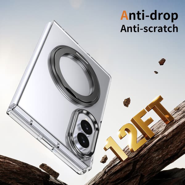 Magnetisk etui til Samsung Galaxy Z Fold8, ridsefast med roterende stander Silver