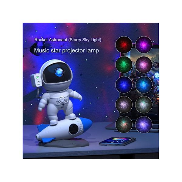 Astronaut Stjerne Galaxy Projektor Lys Stjerne Projektor til Soveværelse Planetarium Projektor 360° Justerbar Hvid