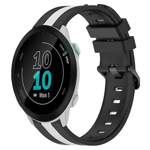 Til Garmin Forerunner 55 20 mm lodret tofarvet silikoneurrem Black-White
