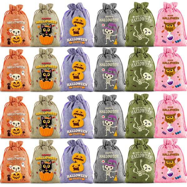 24 st Halloween dragskopåsar 10x14cm, presentpåse för bus eller godis