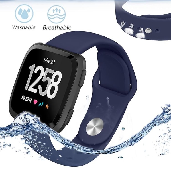 For Fitbit Versa 2 / Fitbit Versa Lite ensfarget silikonklokkerem Navy