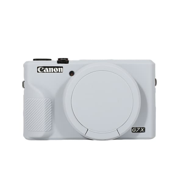 Silikondeksel til Canon Powershot G7X Mark III-kamera med avtakbart linsedeksel, grå