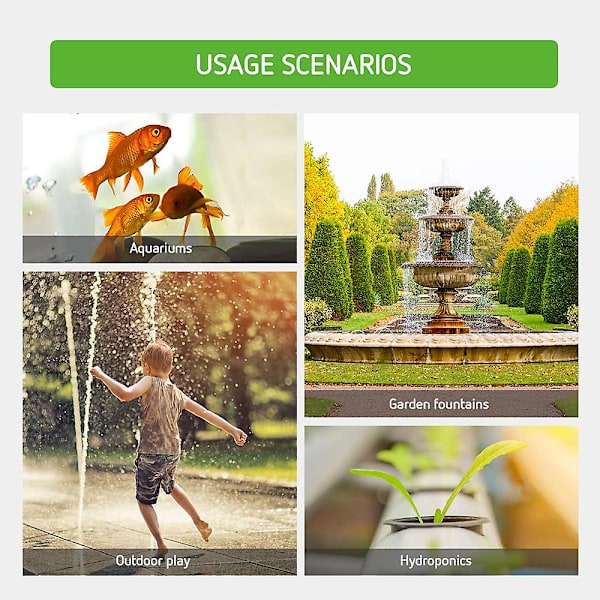 Dykpumpe, springvandspumpe med 4 sugekopper, 3 dyser EU Plug  15W
