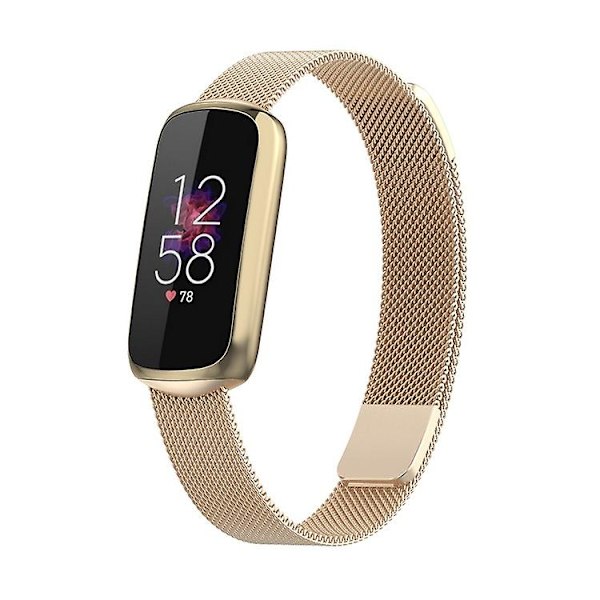Ersättningsrem i rostfritt stål Magnetisk Milan Fashion Armband för Fitbit Luxe champagne gold