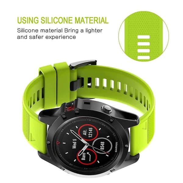 Til Garmin Fenix ​​7 22mm silikone urrem Black