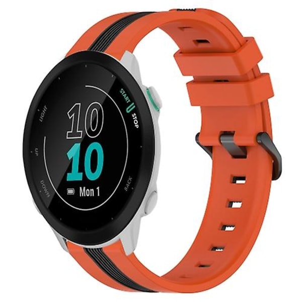 Til Garmin Forerunner 55 20 mm lodret tofarvet silikoneurrem Orange-Black