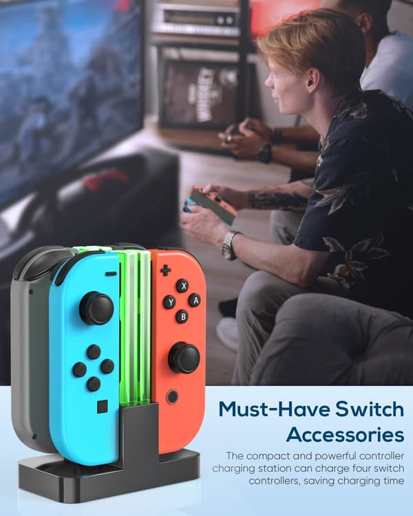Korvaava laturi Switch/OLED/Joy Con -latausalustalle USB Type-C -latausjohdolla