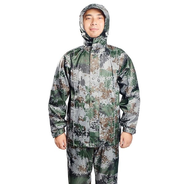Kamouflage ogenomtränglig regnkappa Set Utomhus Camping Fiske Regnutrustning xxxl