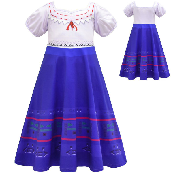 Encanto Mirabel kjole til børn Madrigal Mirabel Cosplay kostume til piger fra 3 år og opefter Navy blue 120cm