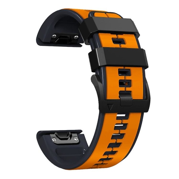 For Garmin Fenix ​​5x 22 mm silikon sportsklokkerem i to farger Orange-Black