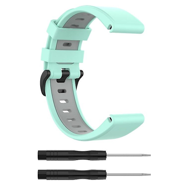 For Garmin Fenix ​​6 tofarget silikonklokkerem Teal Grey
