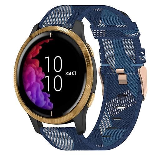 Garmin Venu 20mm nailonpunottu kellon ranneke LCS Blue
