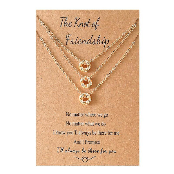 Best Friend Knot Halsband Perfekt födelsedagspresent för långväga vänner Gold 3